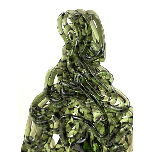 VTG Green 24% Lead Crystal Christmas Tree Peter Kaspar Art Glass Unique Rare - Picture 3 of 16